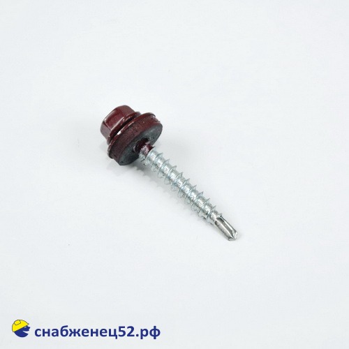 Саморез кровельный RAL 3005 красный (дерево) 4,8*35 Daxmer