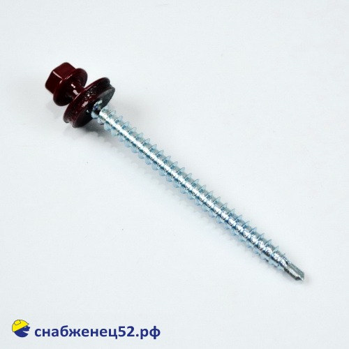 Саморез кровельный RAL 3005 красный (дерево) 4,8*70 Daxmer