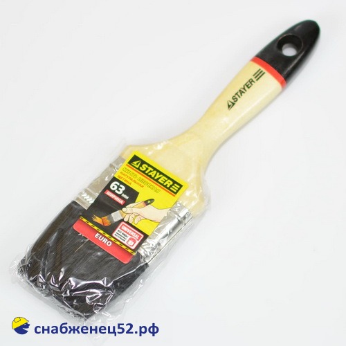 Кисть флейц. Stayer EURO (натур. чёрная щетина) 2,5 (63мм)