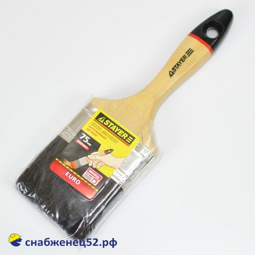 Кисть флейц. Stayer EURO (натур. чёрная щетина) 3 (75мм)