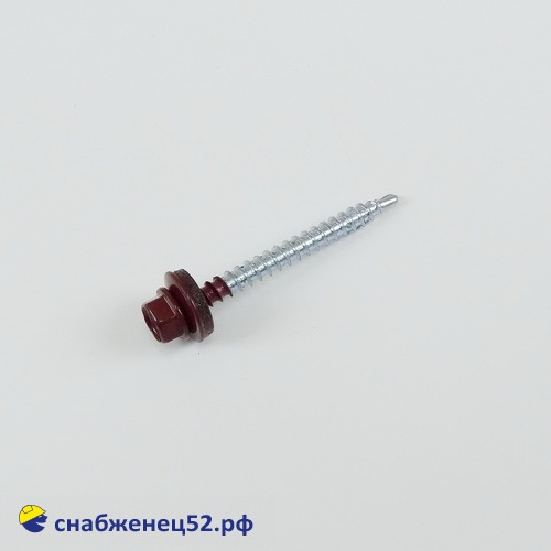Саморез кровельный RAL 3005 красный (дерево) 4,8*50 Daxmer