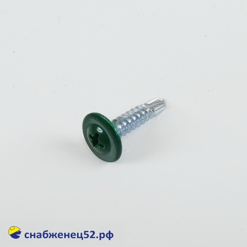 Саморез мет-мет прессшайба (RAL 6005 зелёный) 4,2*19 сверло