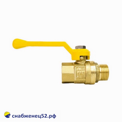 Кран шаровой латун. ГАЗОВЫЙ "STI" (штуцер/гайка, рычаг) ду 15