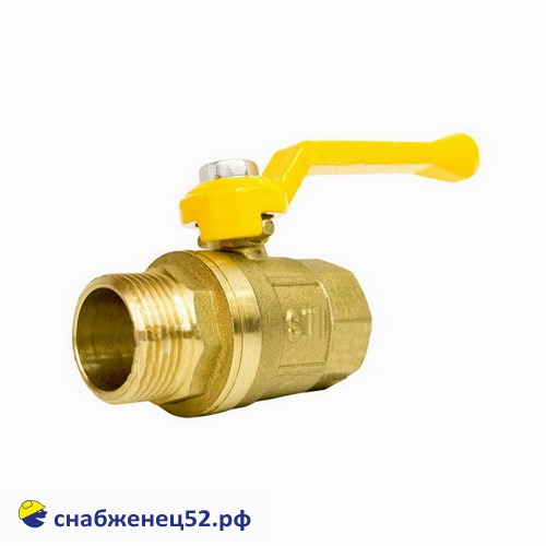 Кран шаровой латун. ГАЗОВЫЙ STI (штуцер/гайка, рычаг) ду 20