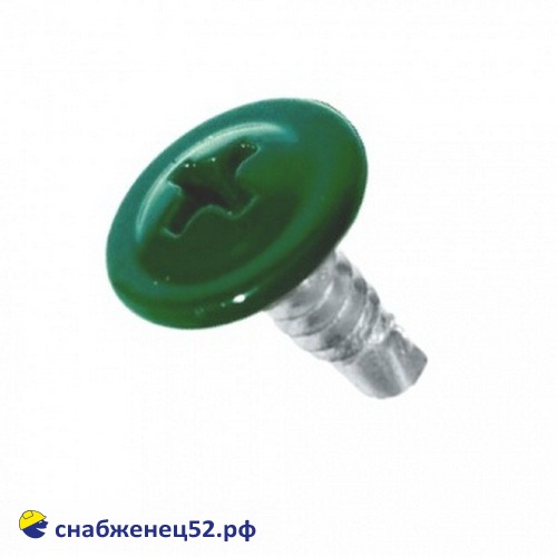 Саморез мет-мет прессшайба (RAL 6005 зелёный) 4,2*13 сверло