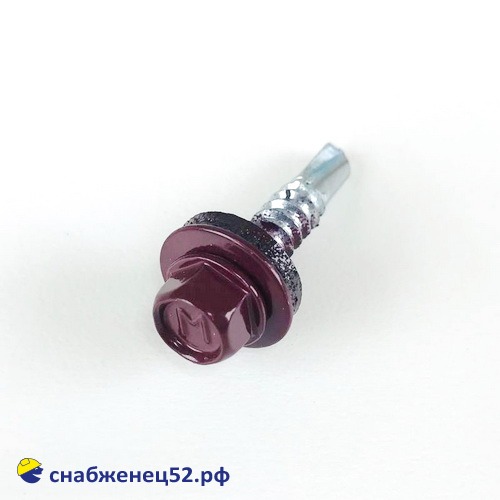 Саморез кровельный RAL 3005 красный (металл) 5,5*25 Daxmer