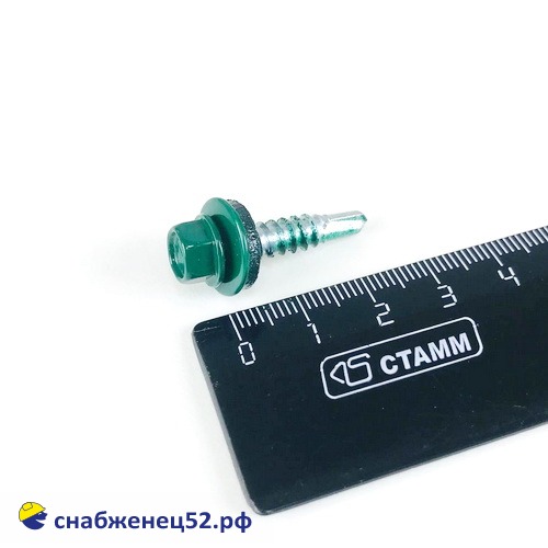 Саморез кровельный RAL 6005 зелёный (металл) 5,5*25 Daxmer