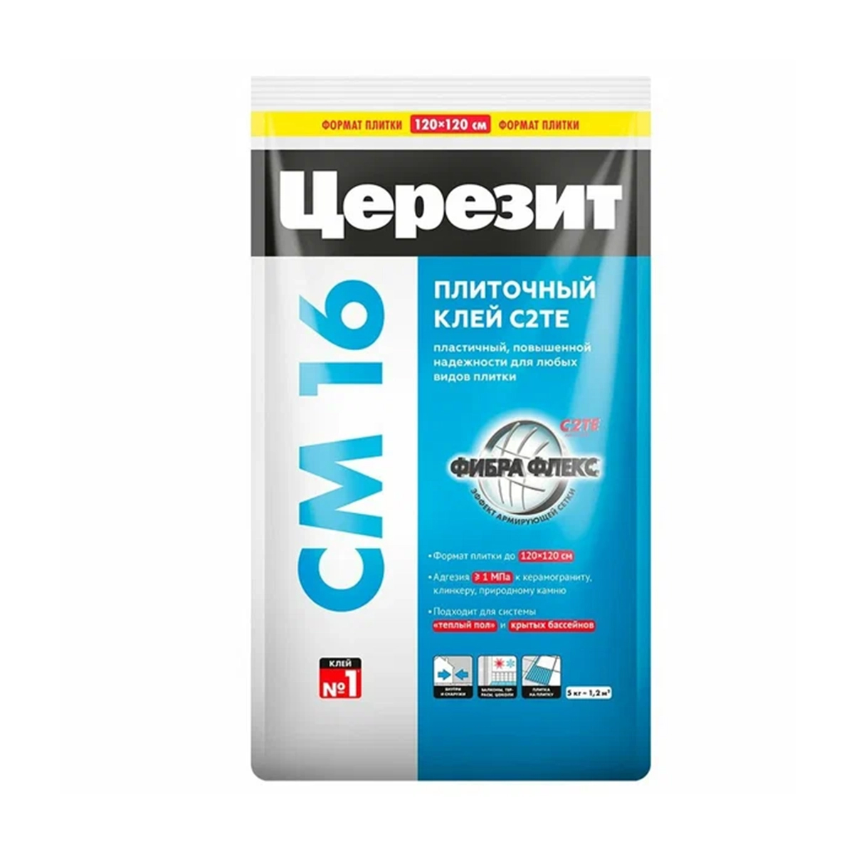 Клей ЦЕРЕЗИТ CM 16 пластичный для плитки  (5кг)  (класс C2 TE)