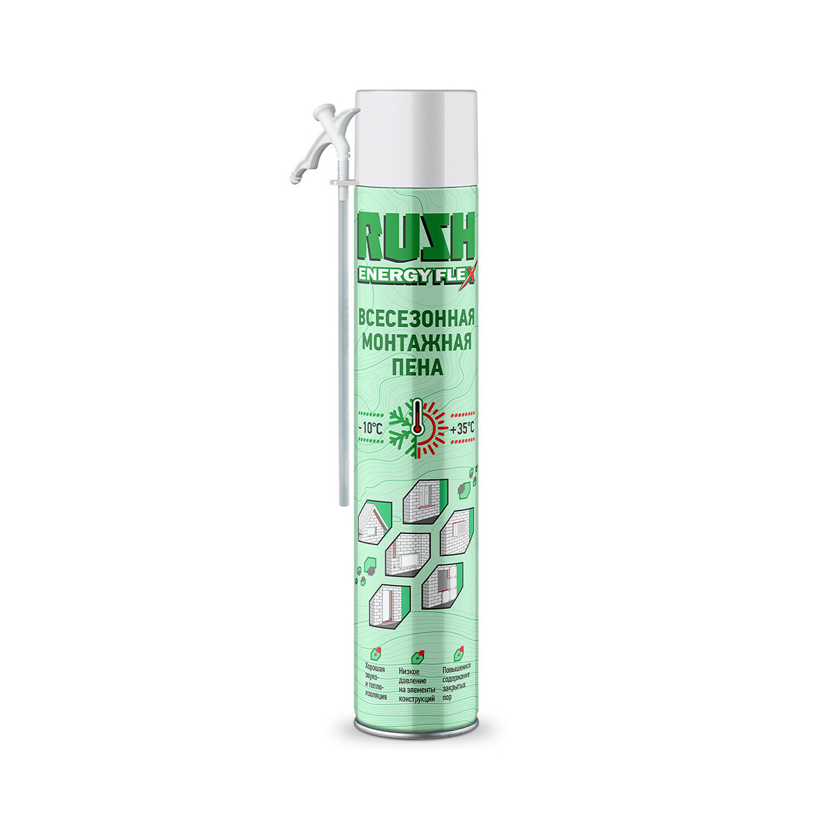 Пена монтажная (с трубкой) RUSH EnergyFlеx (до 30л)(от -10 до +35°С)