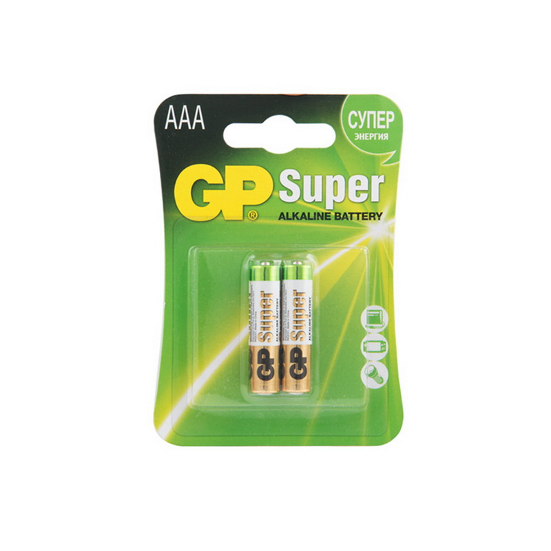 Батарейка алкалиновая GP ААА, МИЗИНЧИКОВАЯ (2шт)