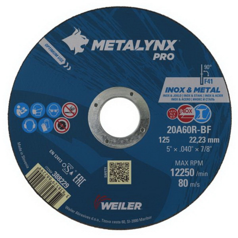 Круг по металлу WEILER 125*1.6*22,2мм (Словения)