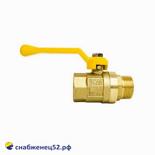 Кран шаровой латун. ГАЗОВЫЙ "STI" (штуцер/гайка, рычаг) ду 20