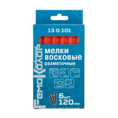 Мелок разметочный восковой КРАСНЫЙ 120мм (13-0-101)