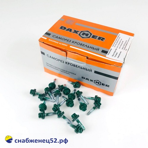 Саморез кровельный RAL 6005 зелёный (металл) 5,5*25 Daxmer
