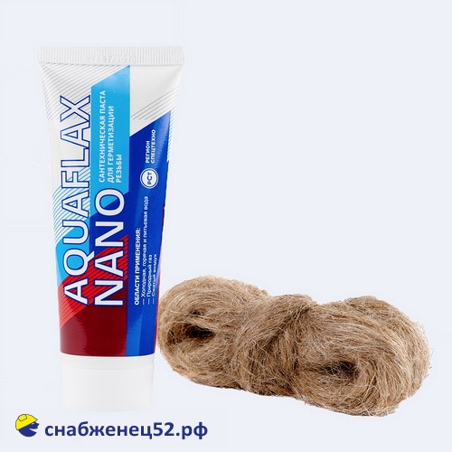 Сантехническая паста "Aquaflax nano", тюбик 80гр. + 20гр. лён