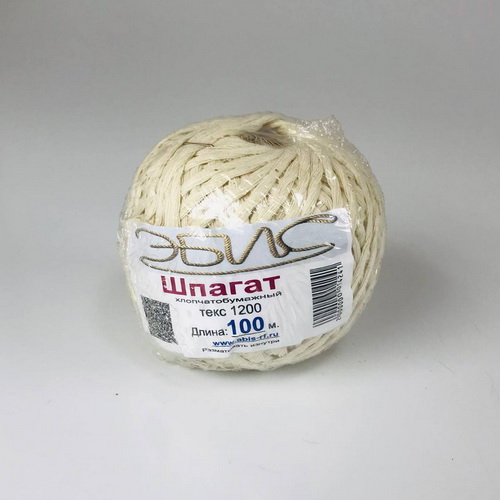 Шпагат хлопчатобумажный, 100м, (1200 текс)