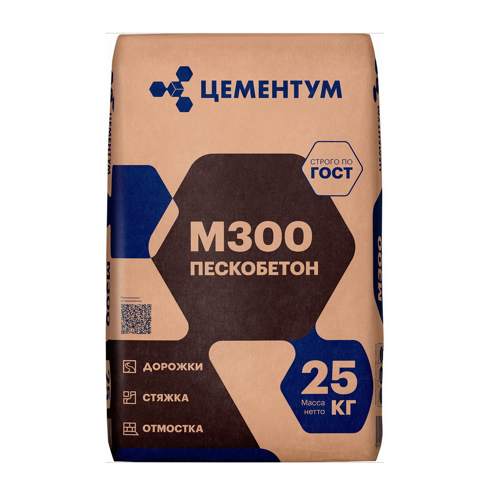 Смесь ПЕСКОБЕТОН М300 (25кг) "ЦЕМЕНТУМ", ГОСТ 31358-2019